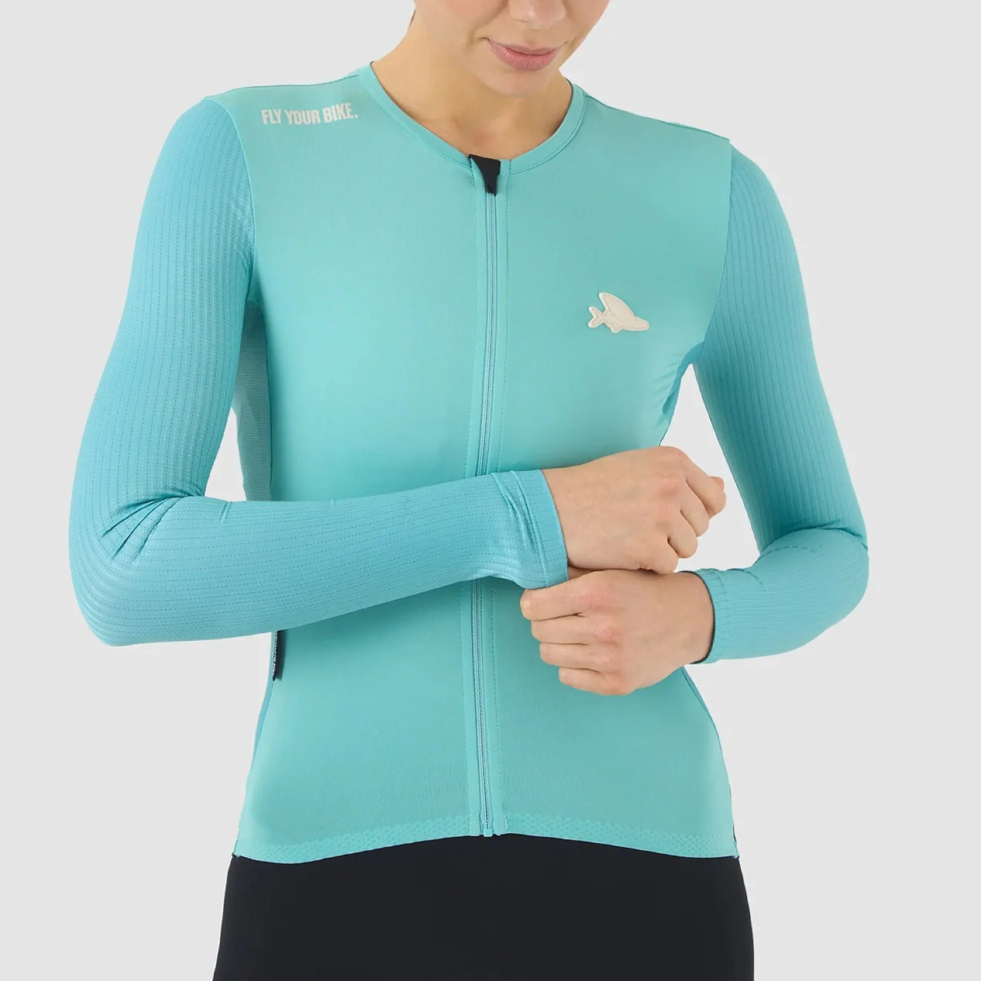 Maglia donna maniche lunghe Cafe du Cycliste Roxane - Azzurro