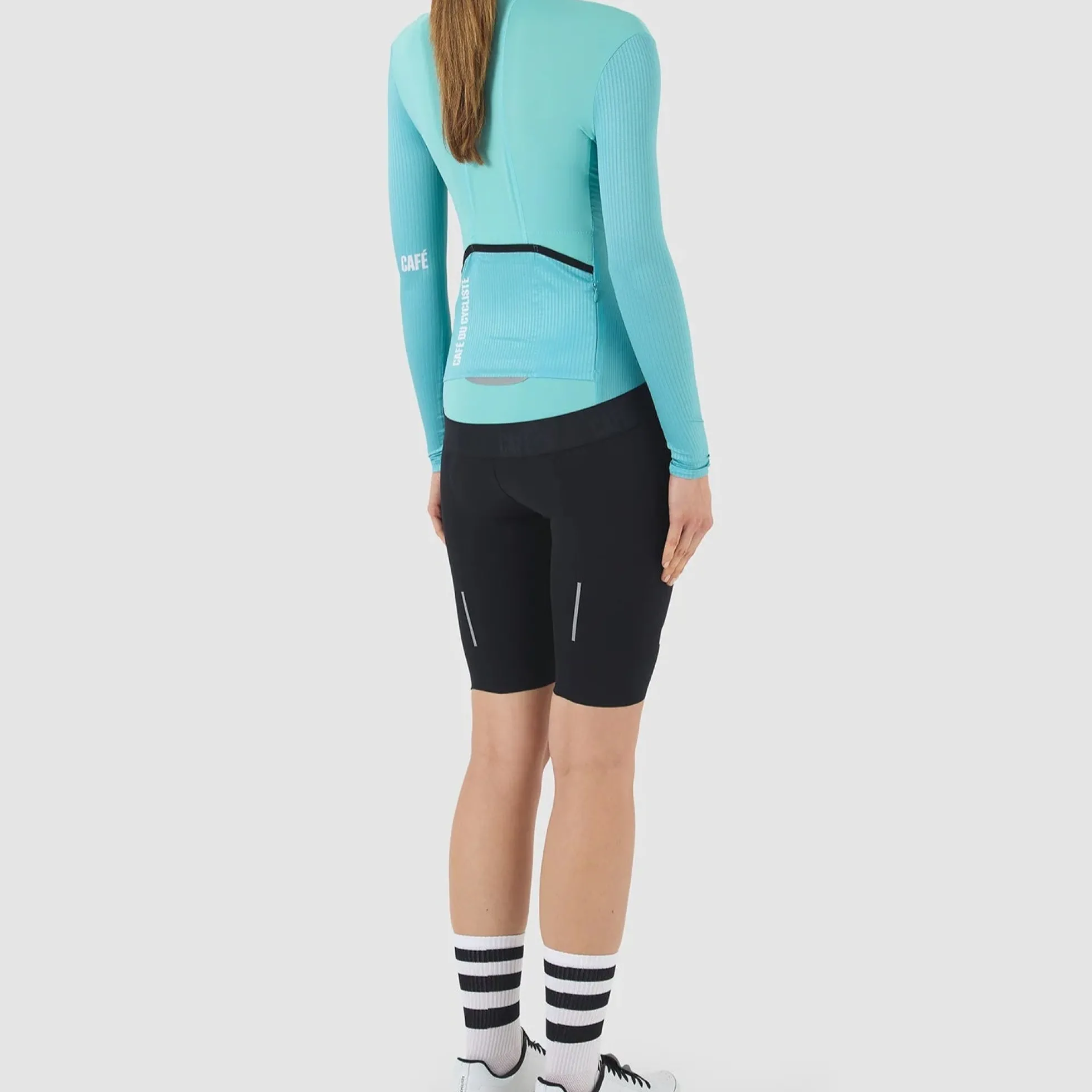Maglia donna maniche lunghe Cafe du Cycliste Roxane - Azzurro