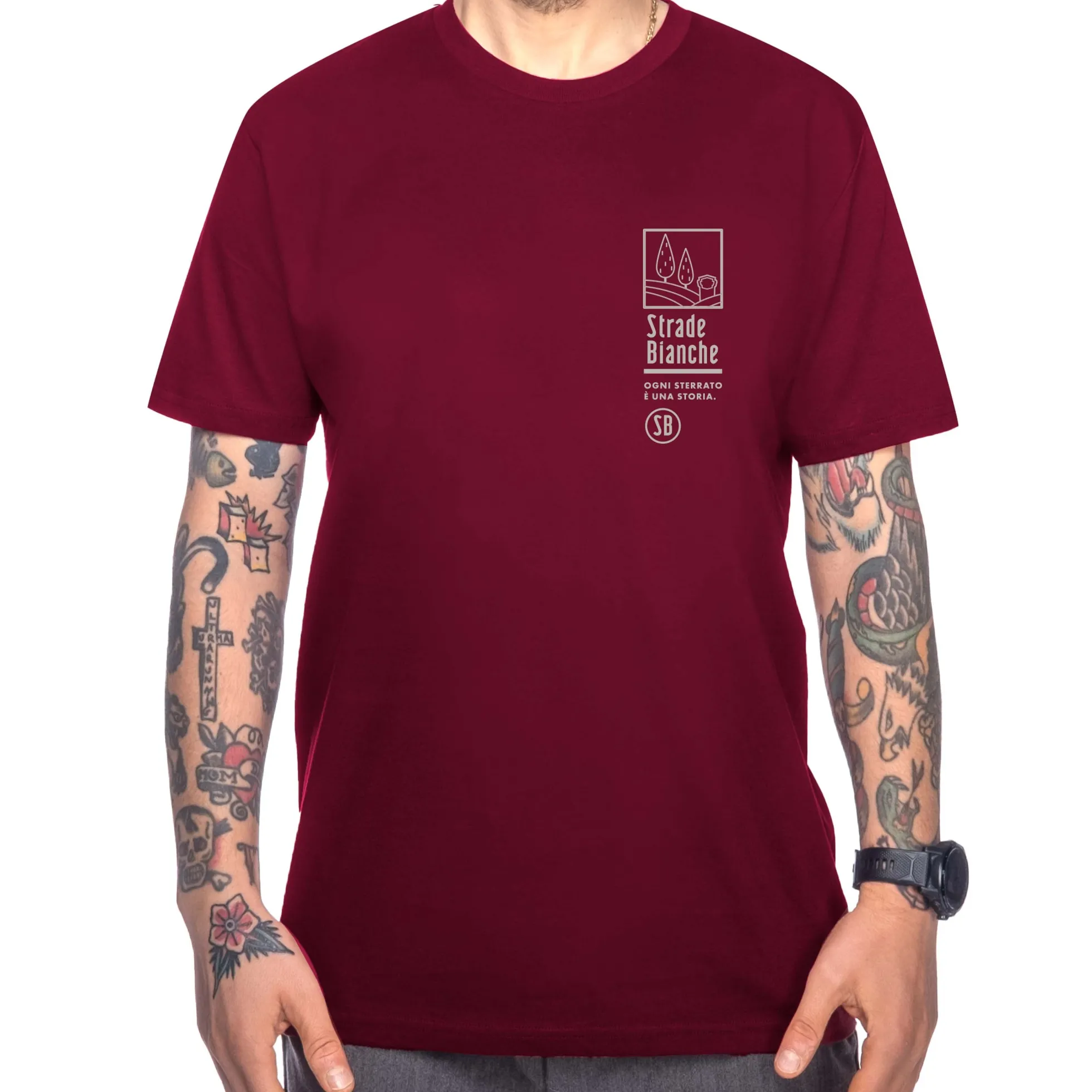 T-Shirt Strade Bianche Colline - Bordeaux