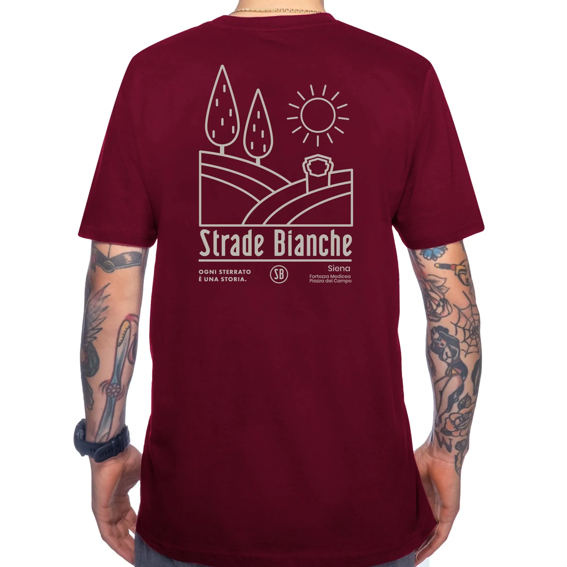 T-Shirt Strade Bianche Colline - Bordeaux